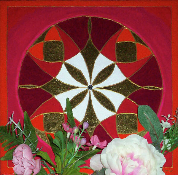 Mixed Media Poster featuring the digital art Mandala with Flowers by Ma Udaysree