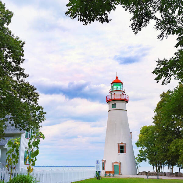 Lake Erie Lighthouse Poster featuring the photograph Marblehead Lighthouse Framed by Trees 1 by Marianne Campolongo