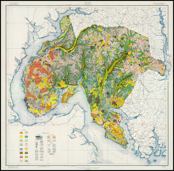 Maryland Map Poster featuring the photograph Maryland Charles County Vintage Geological Soil Map 1918 by Carol Japp