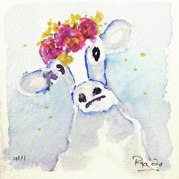 Cow Poster featuring the painting Mini Cow 11 by Roxy Rich