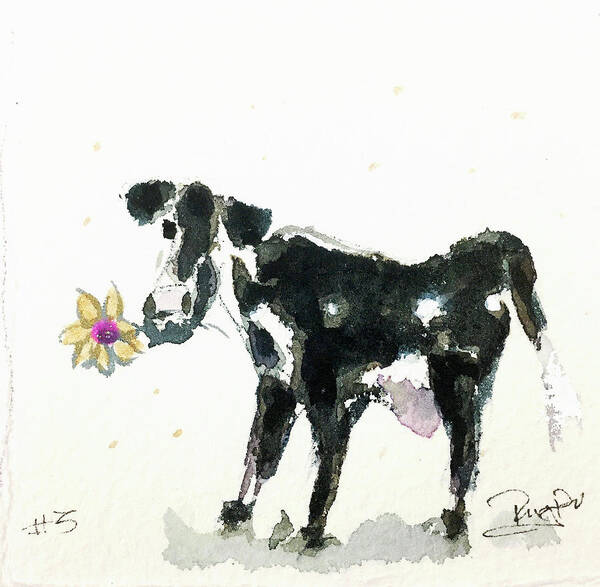 Cow Poster featuring the painting Mini Cow 3 by Roxy Rich