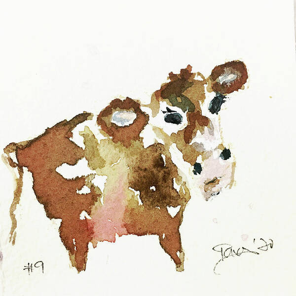 Cow Poster featuring the painting Mini Cow 9 by Roxy Rich