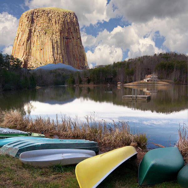 Mirror Lake Nc And Devils Tower Poster featuring the photograph Mirror Lake NC and Devils Tower by Bob Pardue