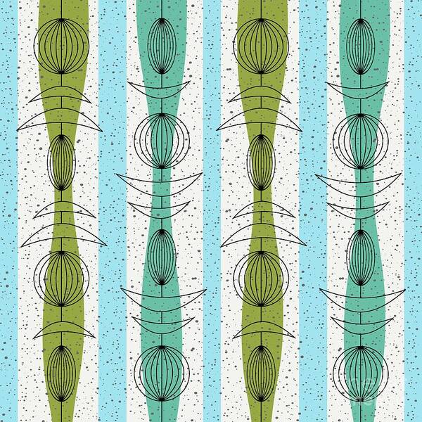 Mid Century Modern Poster featuring the digital art Mobiles Fabric 1 by Donna Mibus