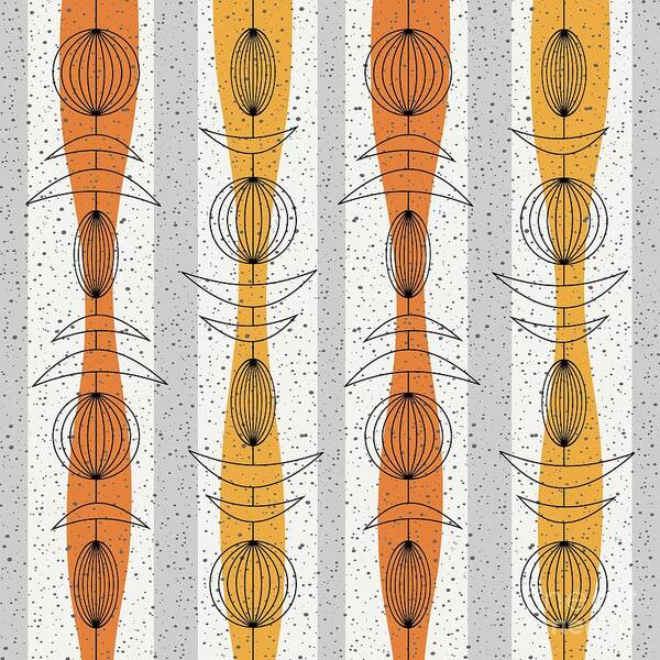 Mid Century Modern Poster featuring the digital art Mobiles Fabric in Orange by Donna Mibus