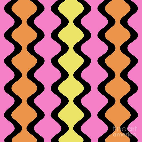 Modern Poster featuring the digital art Mod Waves on Pink by Donna Mibus