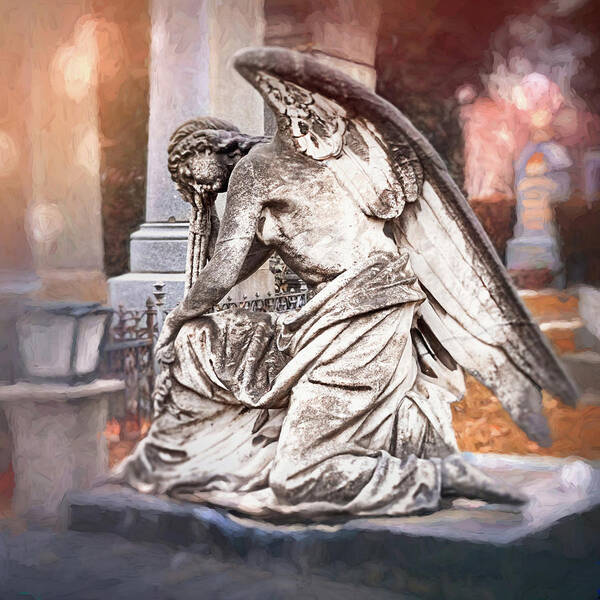 Cemetery Poster featuring the photograph Mourning Angel Zentralfriedhof Vienna by Carol Japp