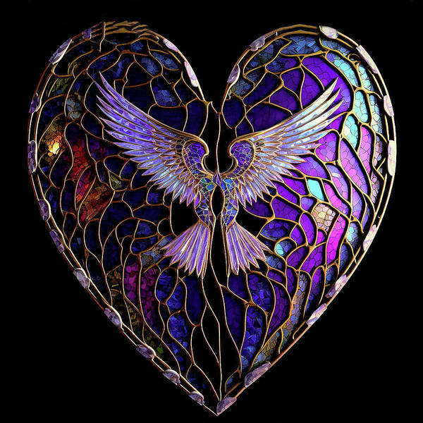 Hearts Poster featuring the digital art My Heart Takes Wing by Peggy Collins