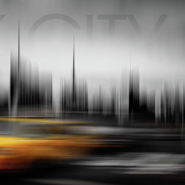 Abstract Photography Poster featuring the photograph New York City Cabs Abstract Triptych_3 by Az Jackson