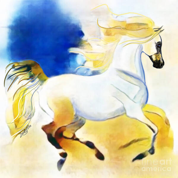 Equestrian Art Poster featuring the digital art NFT Cantering Horse 008 by Stacey Mayer by Stacey Mayer