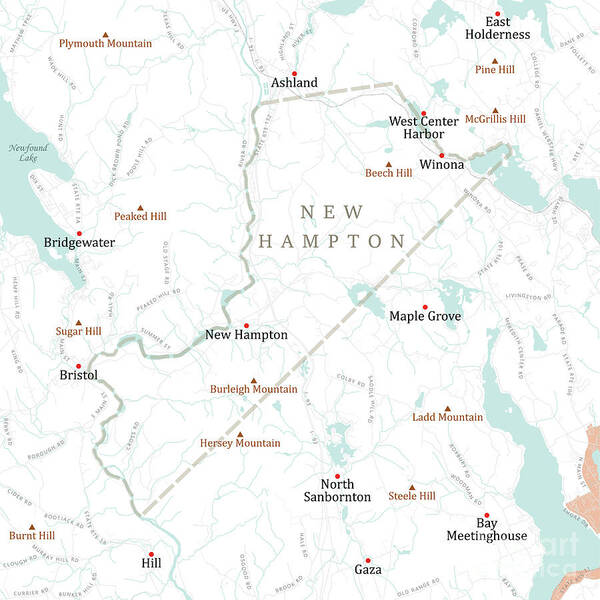 New Hampshire Poster featuring the digital art NH Belknap New Hampton Vector Road Map by Frank Ramspott