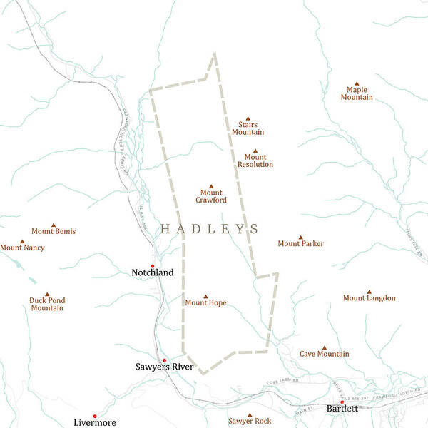 New Hampshire Poster featuring the digital art NH Coos Hadleys Vector Road Map by Frank Ramspott