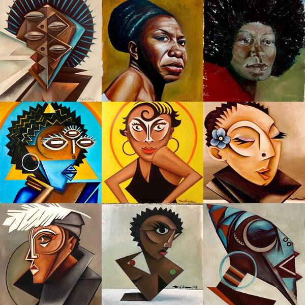Images Of Nine Women Poster featuring the painting Nine Women by Martel Chapman