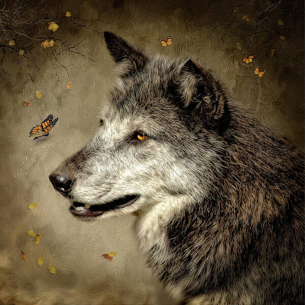 Wolf Poster featuring the digital art Noble by Maggy Pease