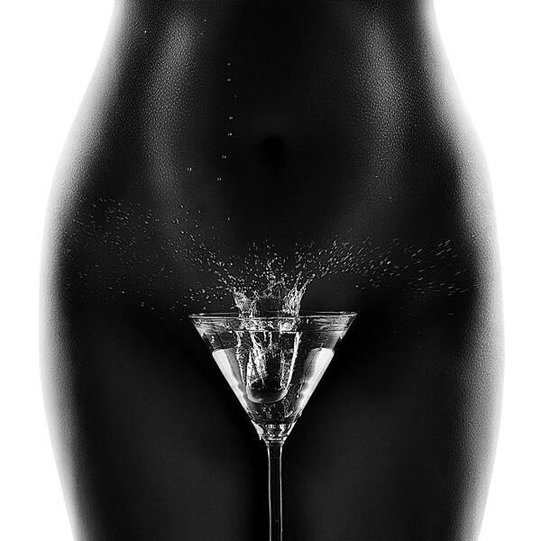 Woman Poster featuring the photograph Nude woman with martini splash by Johan Swanepoel