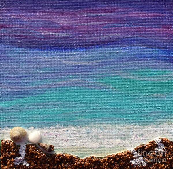 Ocean Poster featuring the painting Ocean Waves and Beach by Monika Shepherdson