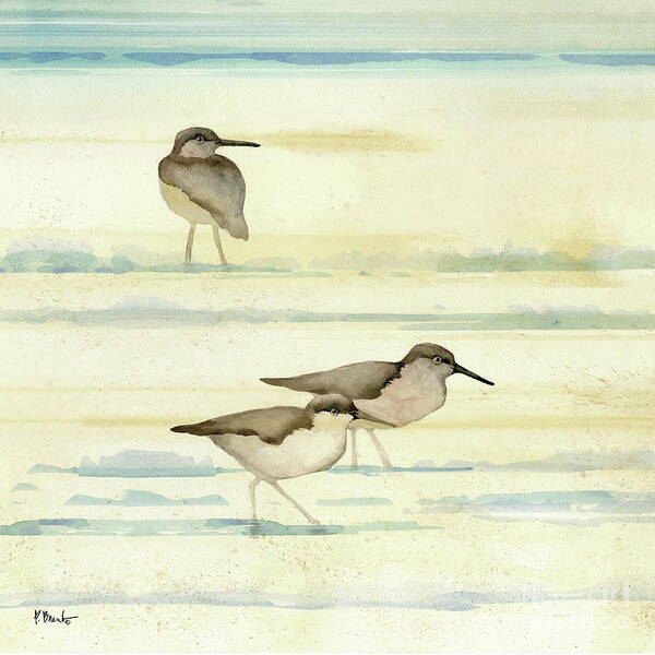 Watercolor Poster featuring the painting Oceanside Sandpipers I by Paul Brent