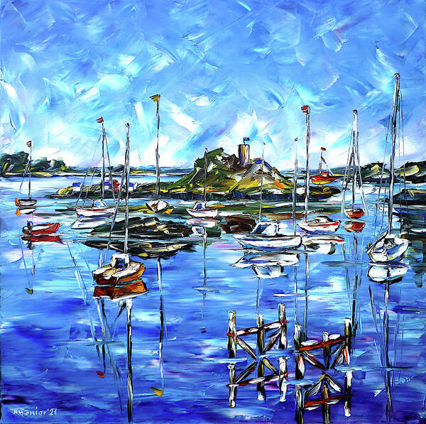 Harbor Scene Poster featuring the painting Off The Coasts Of Brittany by Mirek Kuzniar