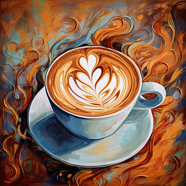 Coffee Poster featuring the digital art Oh My Latte by Lourry Legarde