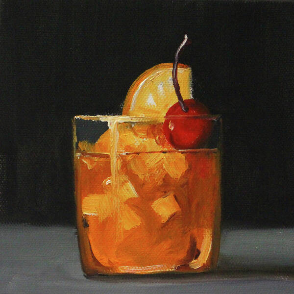 Cocktail Beverage Poster featuring the painting Old Fashioned by Nancy Merkle