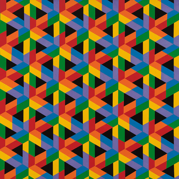 Abstract Poster featuring the painting Open Hexagonal Lattice II with Square Cropping by Janet Hansen