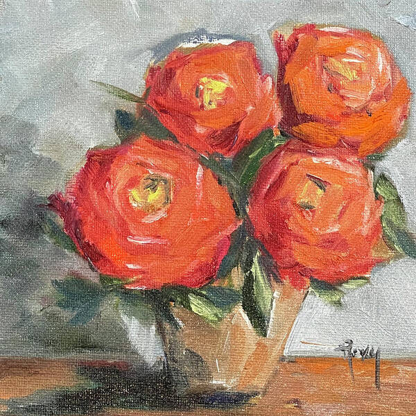 Roses Poster featuring the painting Orange Roses by Roxy Rich