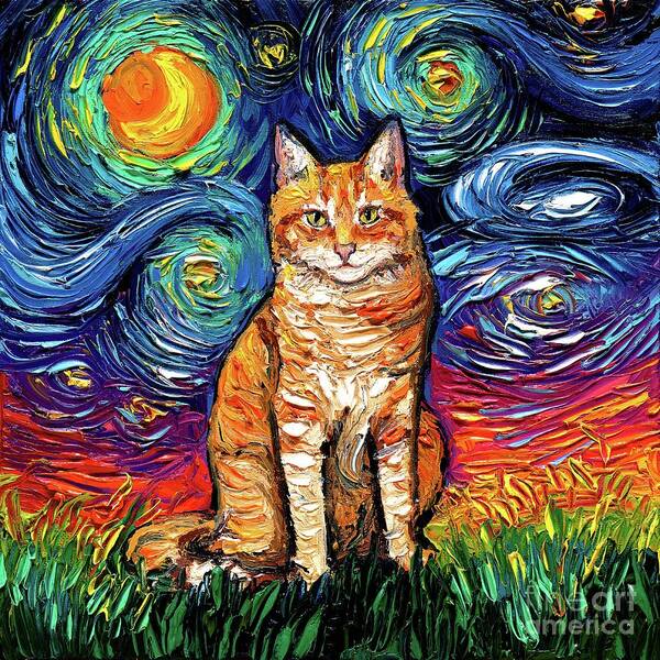 Orange Tabby Poster featuring the painting Orange Tabby Seated by Aja Trier