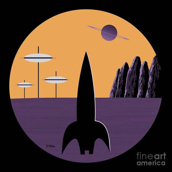Science Fiction Poster featuring the digital art Outer Space Scene in Purple by Donna Mibus