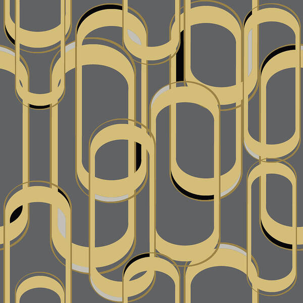 Art Deco Poster featuring the digital art Oval Link Seamless Repeat Pattern by Sand And Chi