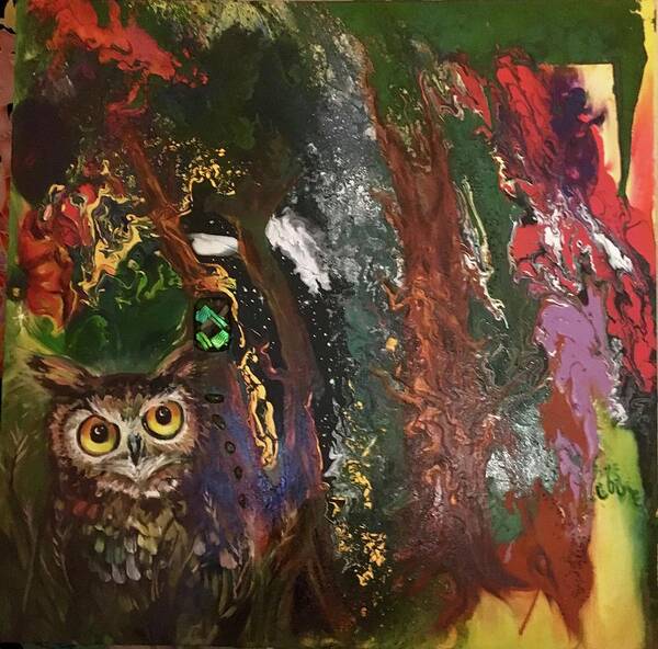 Face Masks Poster featuring the mixed media Owl Wisdom by Sofanya White