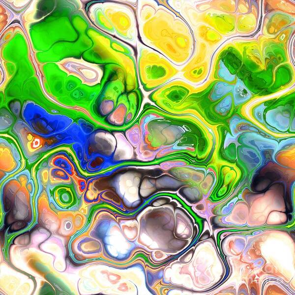 Colorful Poster featuring the digital art Paijo - Funky Artistic Colorful Abstract Marble Fluid Digital Art by Sambel Pedes
