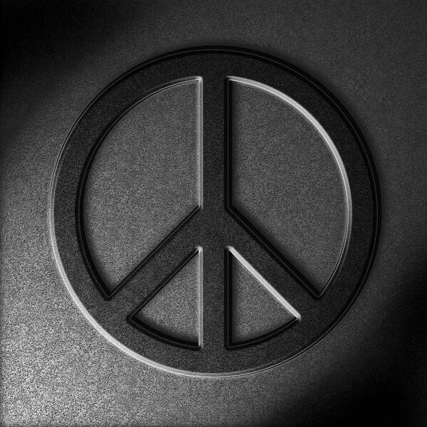 Aged Poster featuring the digital art Peace Sign Stone Texture Repost by Brian Carson