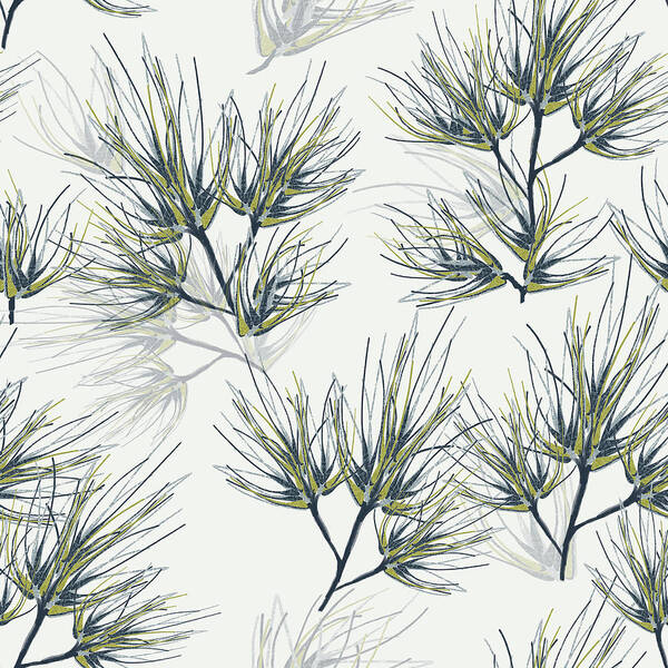 Pine Poster featuring the digital art Pine Needles Pattern Cream by Sand And Chi