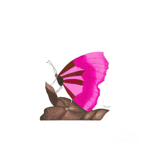 Watercolor Poster featuring the painting Pink Butterfly by Lisa Senette
