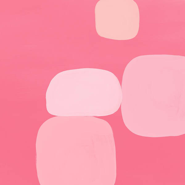 Pink Poster featuring the mixed media Pink Modern Stones 2- Art by Linda Woods by Linda Woods