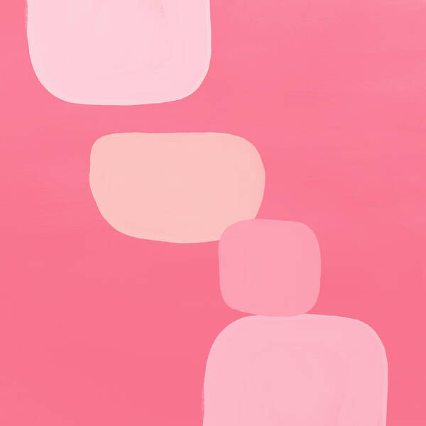 Pink Poster featuring the mixed media Pink Modern Stones- Art by Linda Woods by Linda Woods