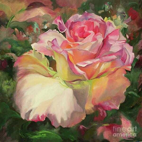 : Flowers Poster featuring the painting Pink Rose by Radha Rao