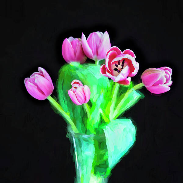 Tulips Poster featuring the photograph Pink Tulips Pink Impression X101 by Rich Franco