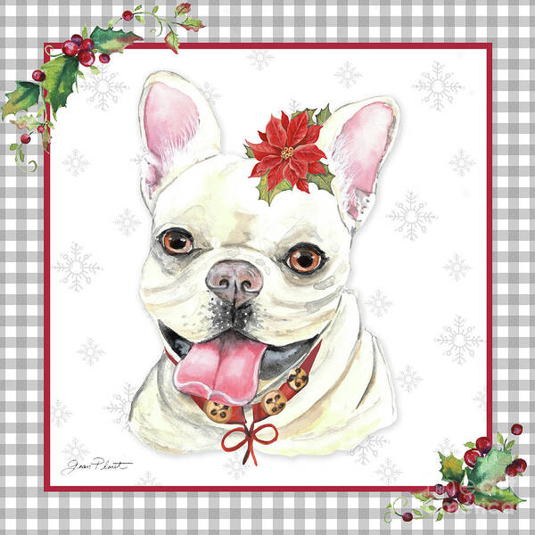 Dog Poster featuring the painting Plaid Christmas with Dog G by Jean Plout