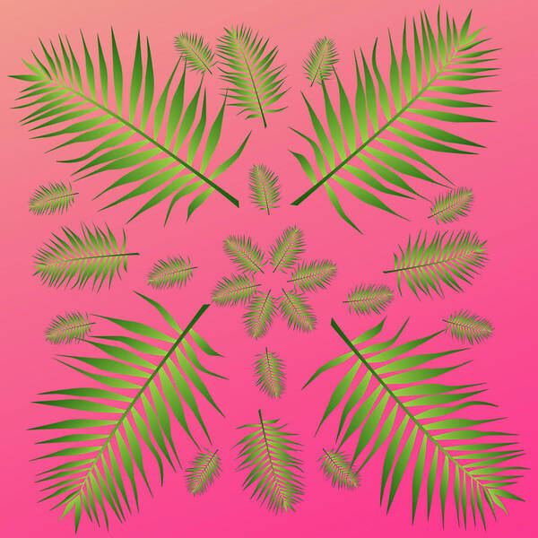 Palm Poster featuring the digital art Plethora of Palm Leaves 11 on a Magenta Gradient Background by Ali Baucom