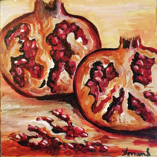 Fruit Poster featuring the painting Pomegranate by Karen Ferrand Carroll