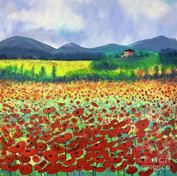 Poppies Poster featuring the painting Poppies in Tuscany by Stacey Zimmerman