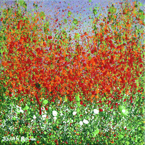 Abstract Poster featuring the painting Poppy Splash by Judith Rowe
