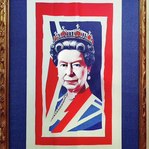 Portrait Of Queen Elizabeth Ii Illustration No 153 By Asar Studios Monarch Poster featuring the painting Portrait of Queen Elizabeth II illustration No 153 by Asar Studios by Celestial Images