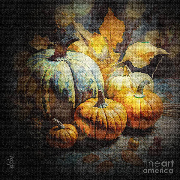 Pumpkin Poster featuring the digital art Pumpkin Still Life by Deb Nakano