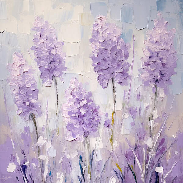 Lavender Poster featuring the painting Purple and White Art by Lourry Legarde