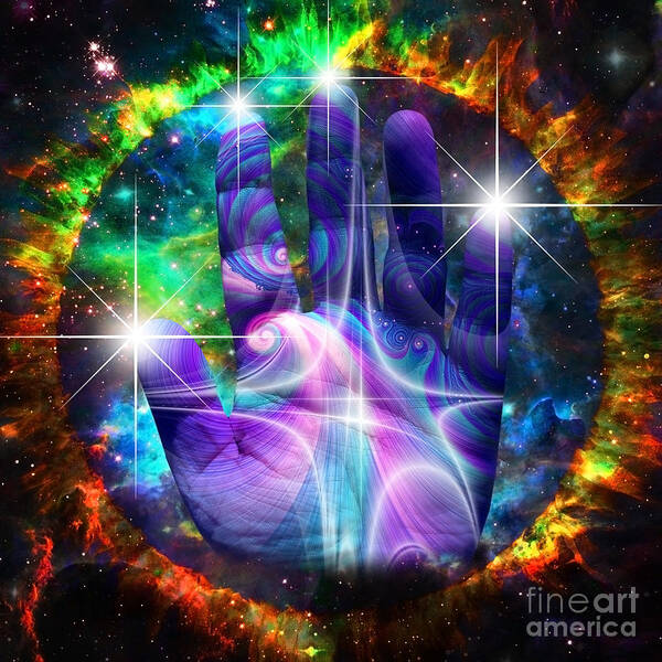 Space Poster featuring the digital art Purple hand by Bruce Rolff