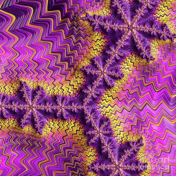 Zigzag Poster featuring the digital art Purple Zigzag Sensation Square by Elisabeth Lucas
