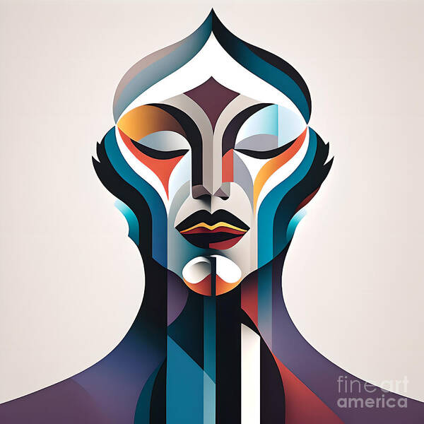 Abstract Poster featuring the digital art Quiet Contemplation - Colour Portrait 16v6 by Philip Preston