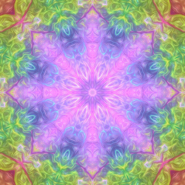 Mandala Poster featuring the digital art Rainbow Maple Mandala 02 by Beth Venner